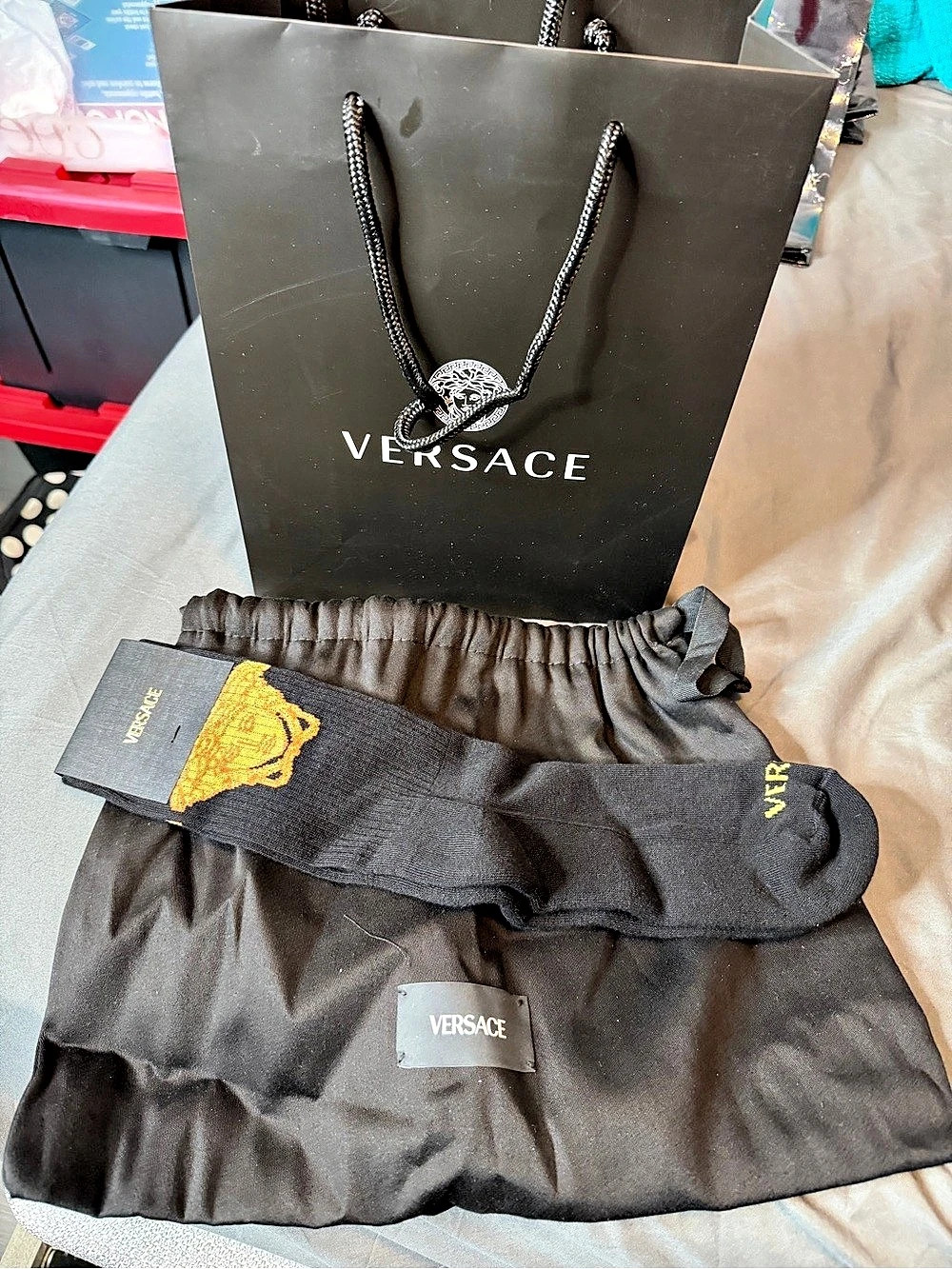 Versace Medusa Logo Cotton-Blend Socks Dress Socks, Black